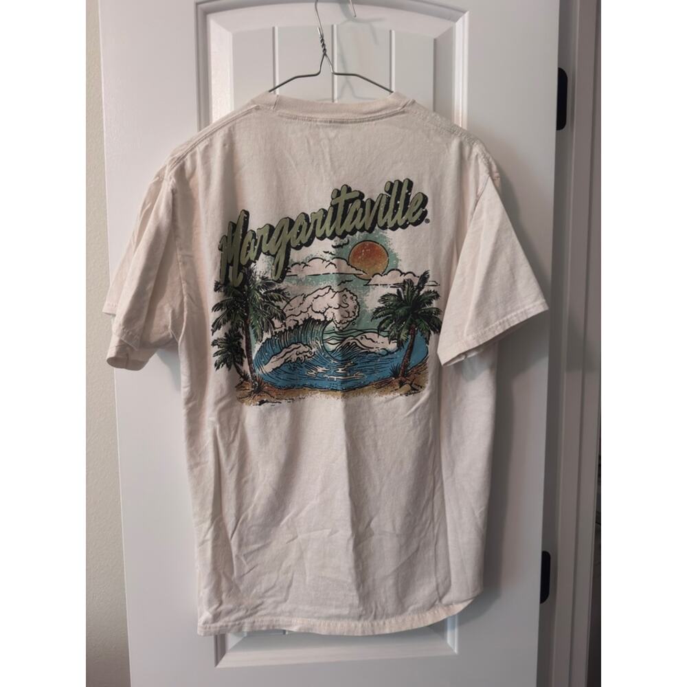 Margaritaville Cream Tee with Tropical Sunset Back Graphic